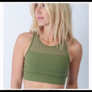 Zyia All Star One More Rep Mesh High Neck Sports Bra Green Size Large